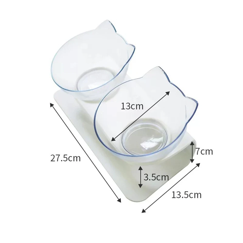 

Cat Double Bowl Kitten Bowl Dog Bowl Transparent Material Non-slip Food Bowl With Protection Cervical Transparent Cat Supplies
