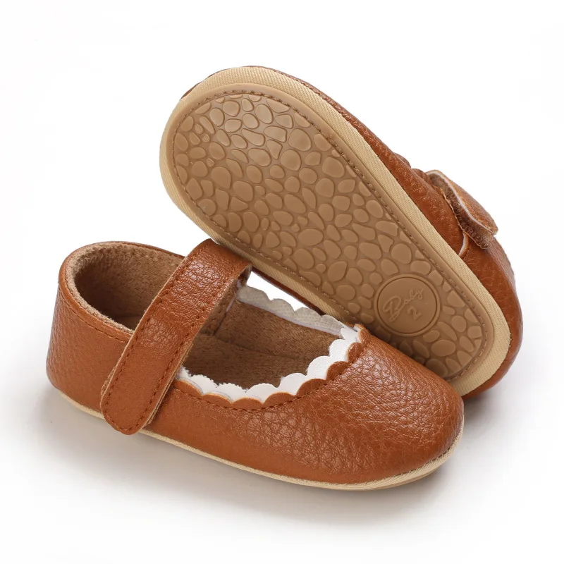 

Toddler Baby Girl Bowknow PU Crib Shoes, Soft Sole Princess Mary Jane Flats with Non-Slip Bottom