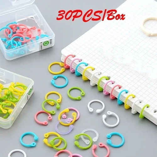 

30PCS Creative Colored Easy Ring Paper Notebook Loose Leaf Binder Multi-function Circle Calendar Keychain Key Ring Stationery