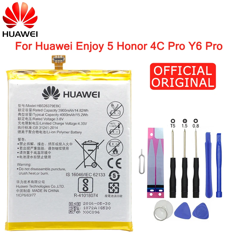 Hua Wei аккумулятор для телефона HB526379EBC для huawei Y6 Pro/Enjoy 5/Honor 4C Pro 4000 мАч Сменные Аккумуляторы Бесплатные инструменты