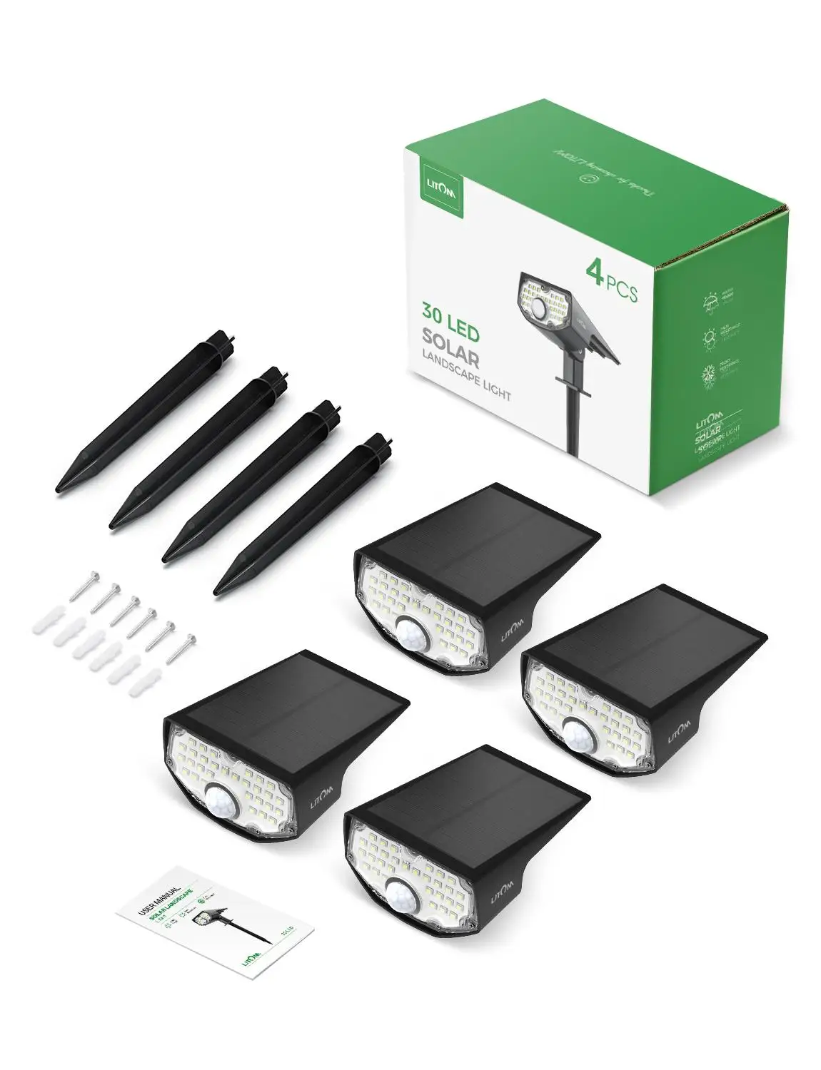 4 шт./упаковка беспроводные садовые фонари на солнечной батарее|Светодиодные