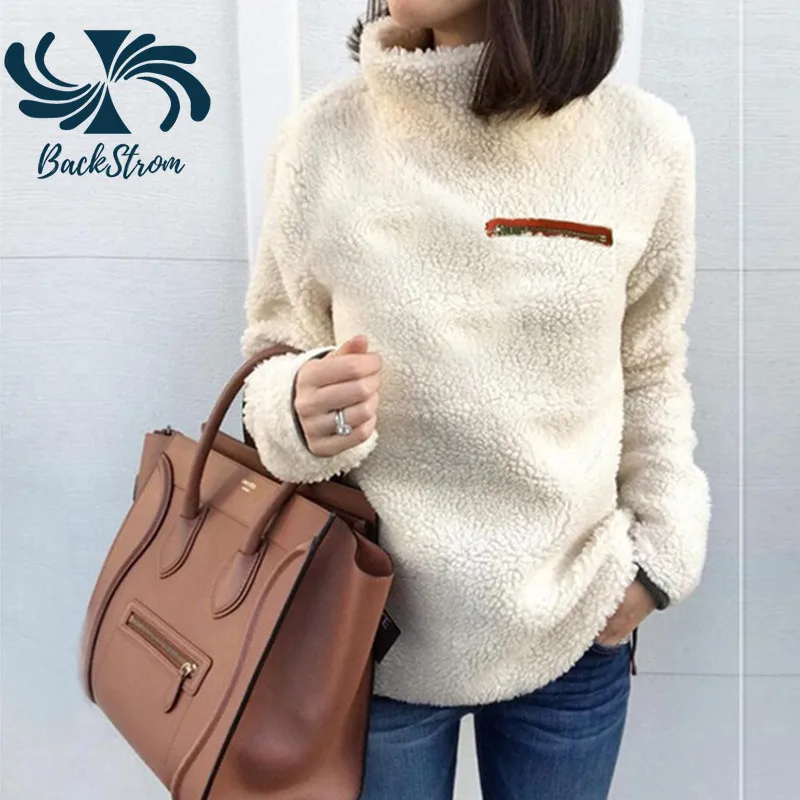 

2021 Autumn and Winter Fashion Warm Zipper Sweater Women Hot Sale