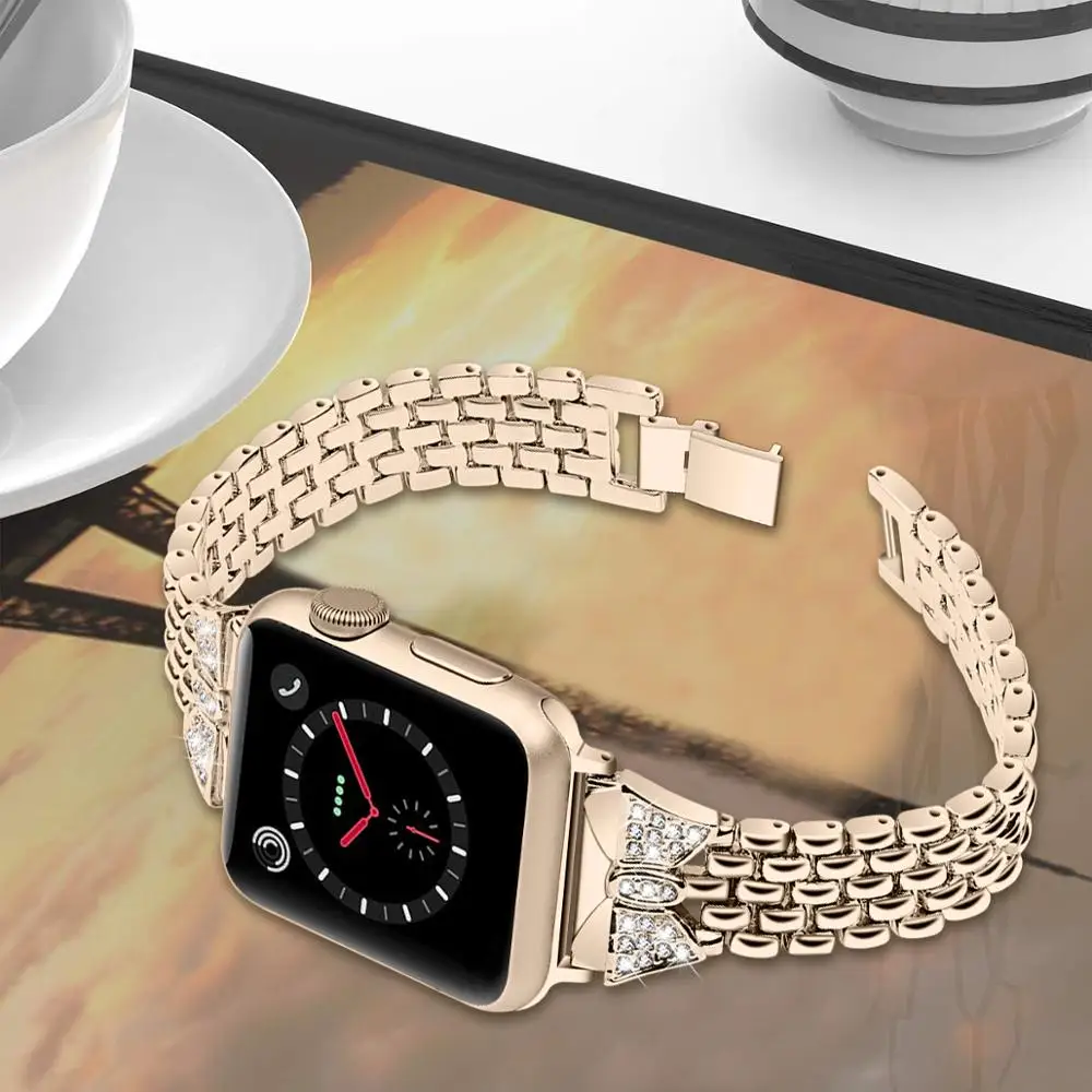 Women bow-knot Metal band for Apple Watch 38mm 42mm Jewelry Link Bracelet Strap 40mm 44mm for iwatch Series 4 3 2 1 Wristband