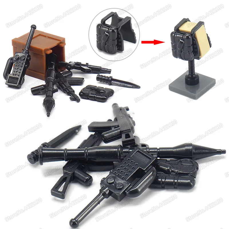 Military Weapons Army Communicator Gun Soldier Building Block Figures Equipment Accessories WW2 Model Moc Boy Gift Children Toys | Игрушки и