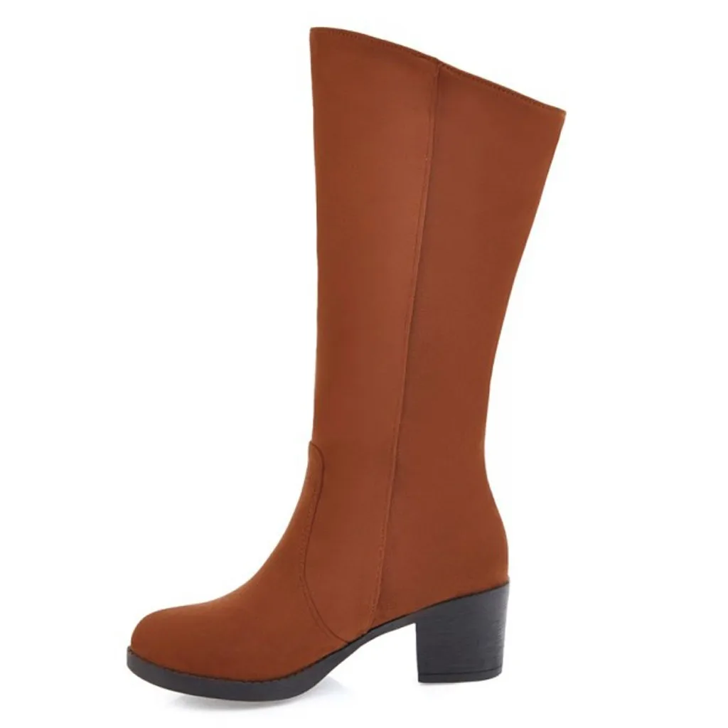 2020 г. Весенне зимние новые женские теплые ботинки на толстом высоком каблуке