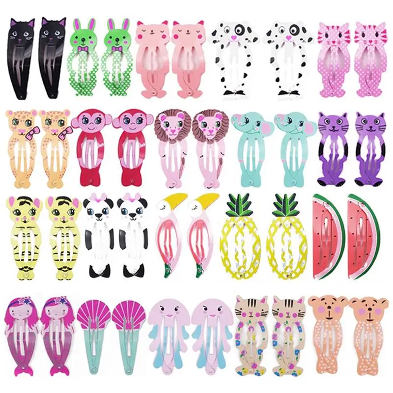 

40Pcs Girls Cute Cartoon Animal Fruit Color Hairpins Children Sweet Hair Clip Barrettes Headband Kids Fashion Hair Accessories
