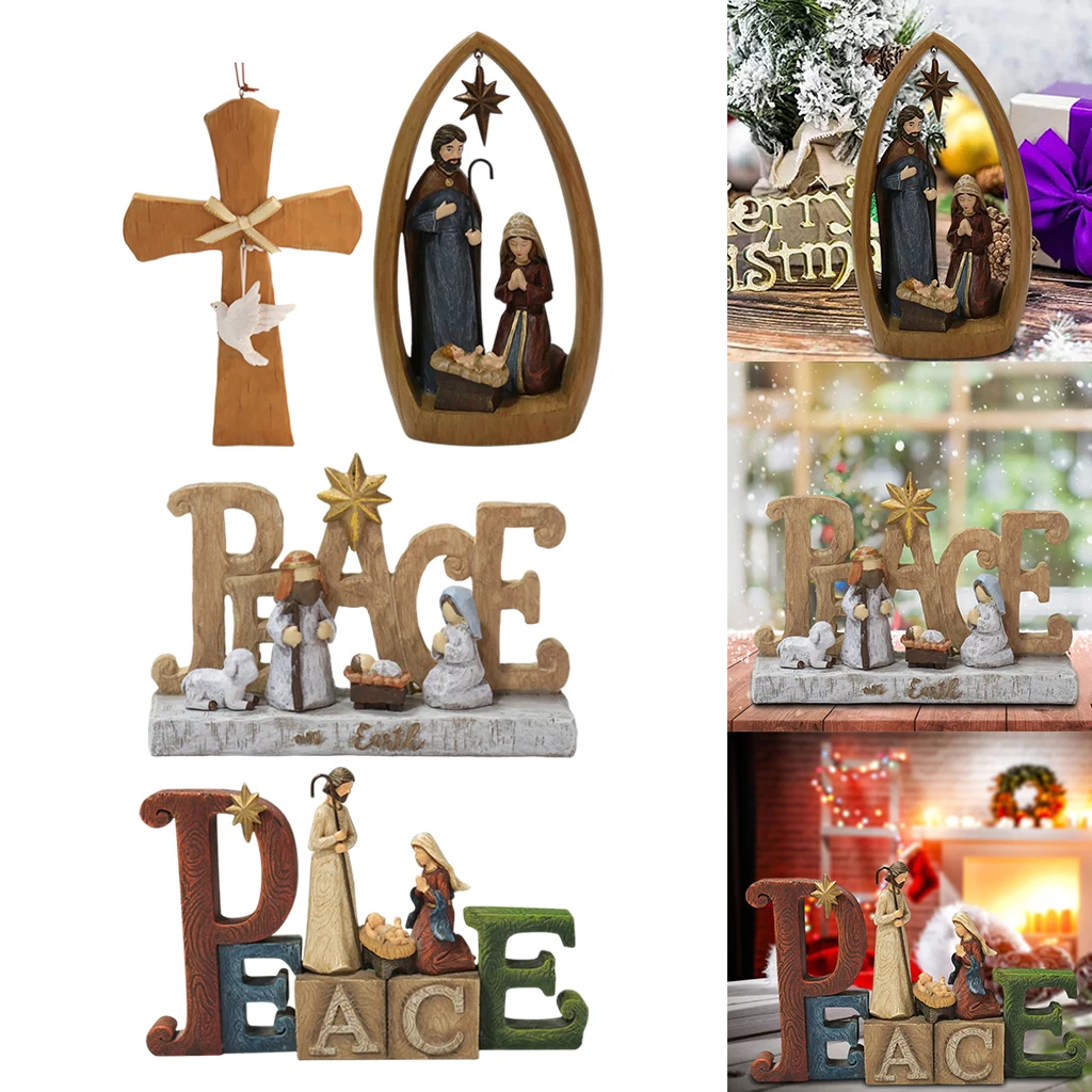 

Christmas Nativity Figurine Nativity Scene Statue Resin Sculpture Cabinet