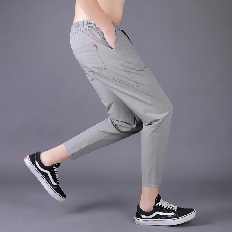 

Новинка 2021, корейские трендовые ультратонкие повседневные спортивные мужские брюки, быстросохнущие кондиционер для весны