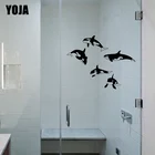 YOJA 30x30 см (одна группа) милый китов-убийца домашний декор наклейка на стену ванная комната Душ стеклянные наклейки G2-0505