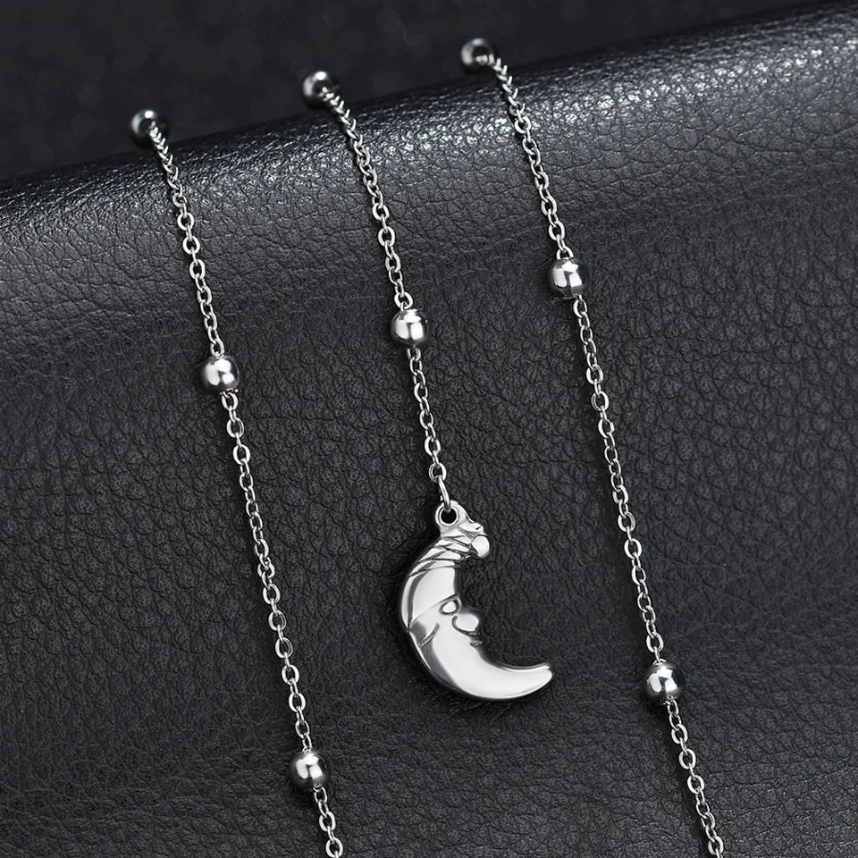 Серебряная цепочка из нержавеющей стали ожерелье ручной Hamsa Moon сердце крест слон