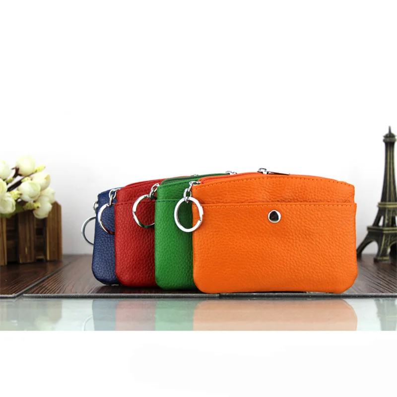 Кошелек для ключей из натуральной кожи карамельных цветов популярный маленький