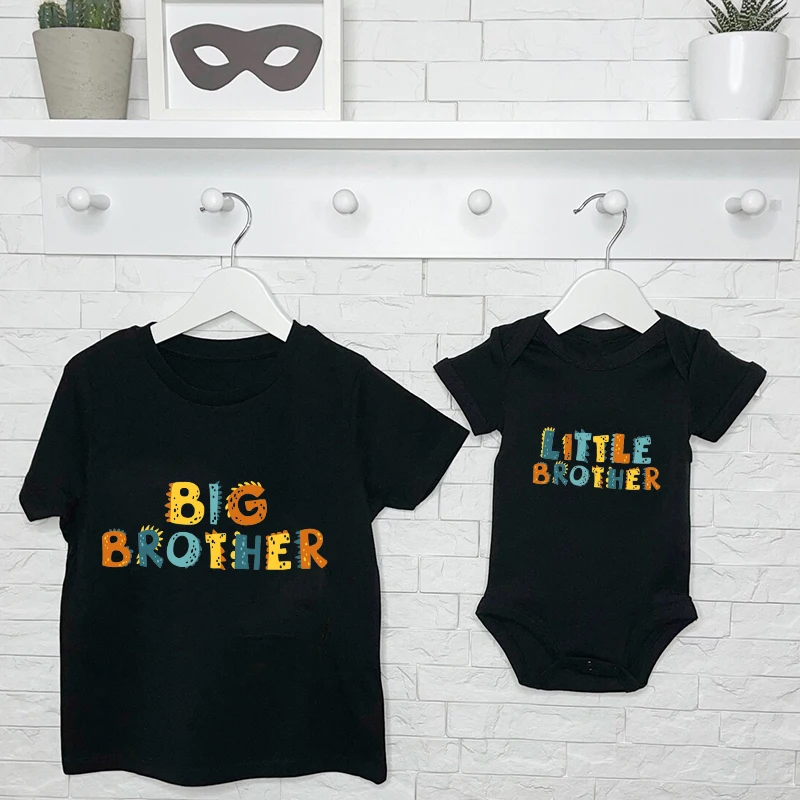 Camisetas a juego de dinosaurio de dibujos animados, camisa de manga corta de Gran Hermano y peque&ntilde;o-3