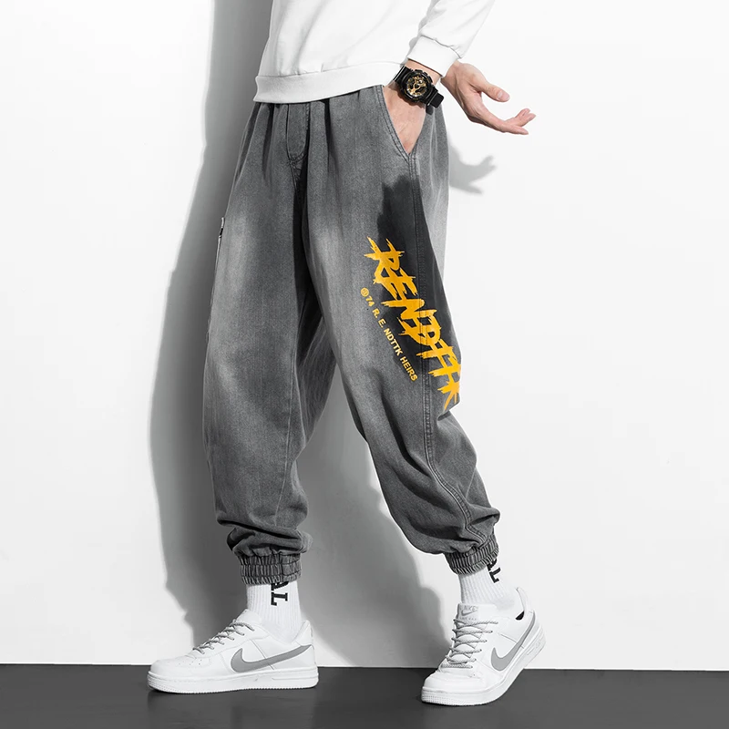 

Men Clothing Cargo Pants Baggy Jeans Harajuku Streetwear Hip Hop Letter Printed Joggers Denim Trousers Plus Size 4XL Y2k Kpop
