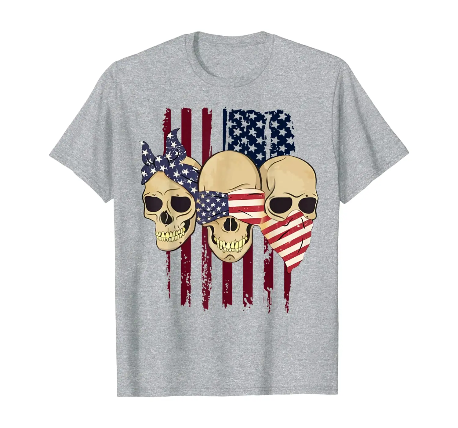 

See No Evil, Speak No Evil, Hear No Evil Skull 4th Of July T-Shirt