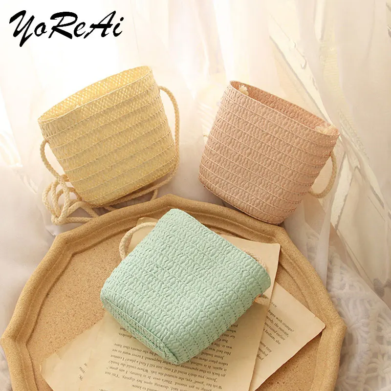 

YoReAi Woven Rattan Bag Straw Shoulder Bags Small Beach HandBags Women Summer Child Mini Hollow Handmade Messenger Crossbody