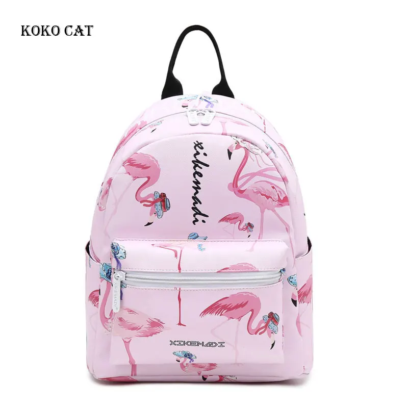 Модный рюкзак Koko для девочек-подростков, школьные ранцы с принтом фламинго, Женский дорожный ранец