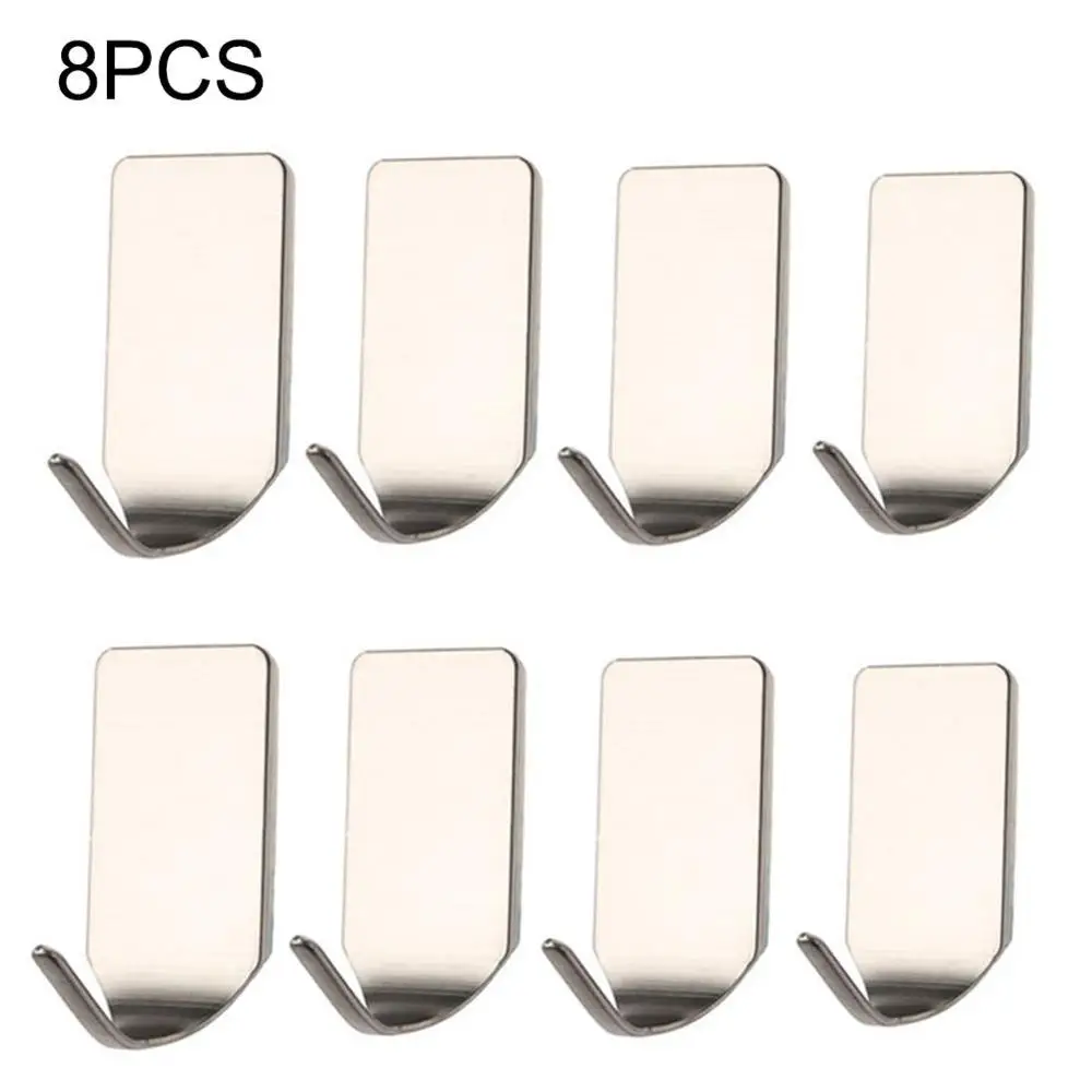 8pcs 8 шт. крепкий клейкий крючок для стены, двери, липкая вешалка, 304 нержавеющая сталь, липкий ключ, стеллаж для гаража, кухни, ванной, крючки для хранения - Цвет: 8pcs