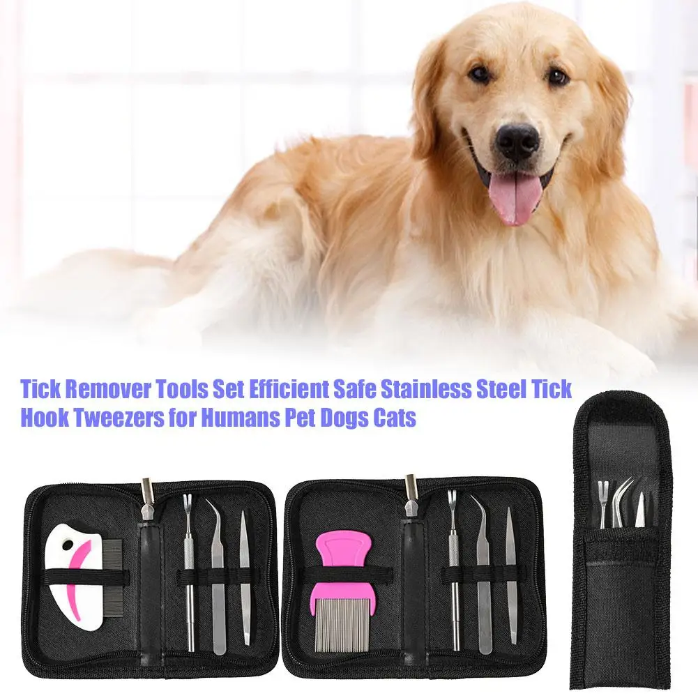 

Набор инструментов для удаления клещей, эффективный безопасный Пинцет из нержавеющей стали для людей, домашних питомцев, собак, кошек