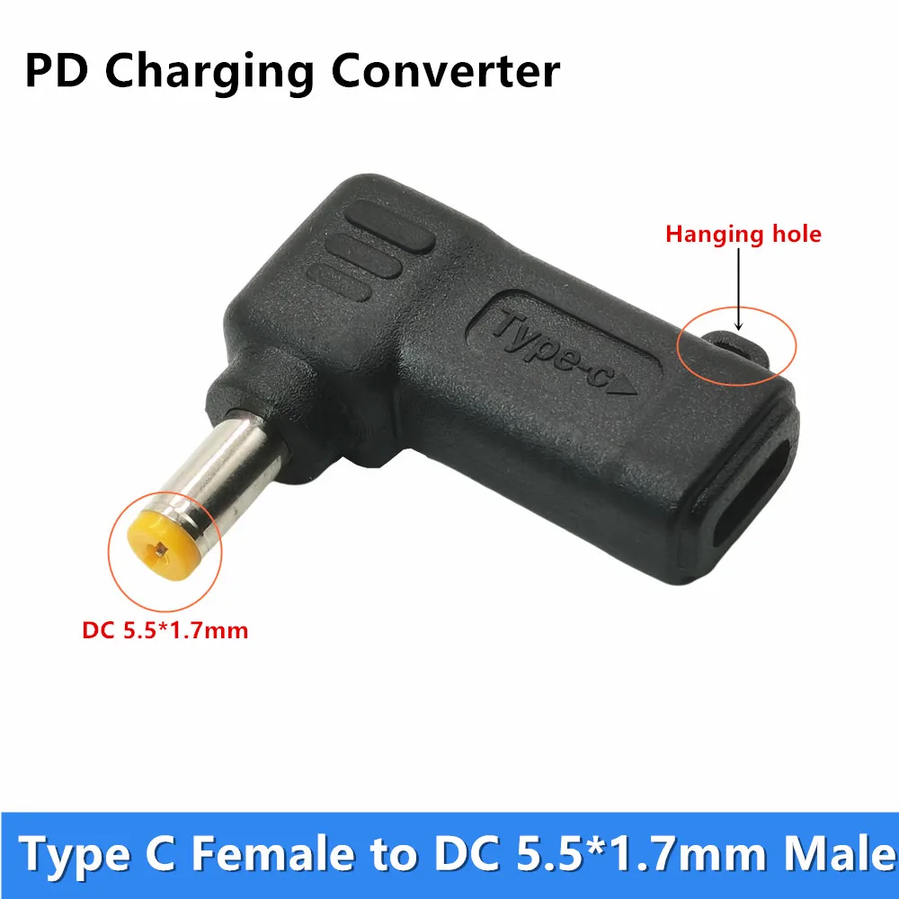 

Переходник PD USB C на 5,5x1,7 мм «папа», тонкий преобразователь наконечников, разъем для зарядки, совместимый с Acer Aspire ES1 E3 E5 V3 A114 A515 F15 F5