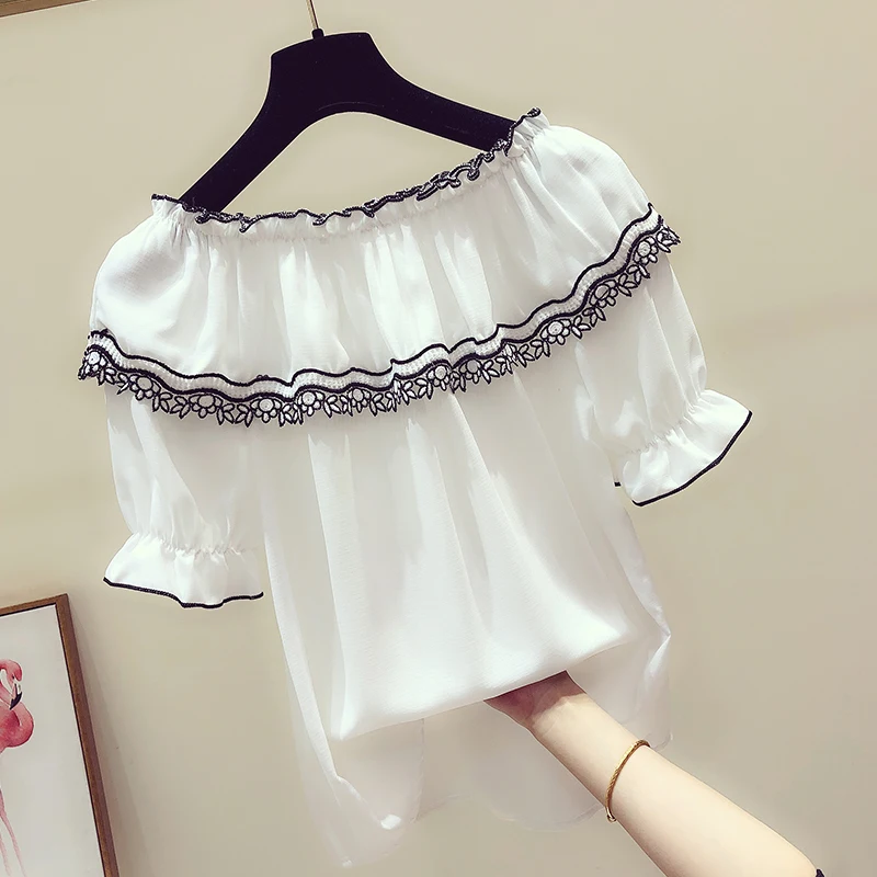 Camisa de AlgodAo Manga curta O-pescoCo Das Mulheres Camisas Slim Fit Blusa 2019 Senhoras Tops |