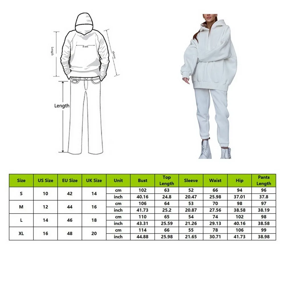 

Women Two Piece Set Outfits Autumn Women's Tracksuit Oversized Hoodie And Pants Solid Color Casual Sport Suit Winter 2 Piece Set