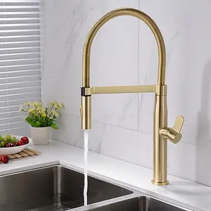 brass brushed gold kitchen faucets hot cold sink mixer crane taps single handle spring style rotating chromenickelblack free global shipping