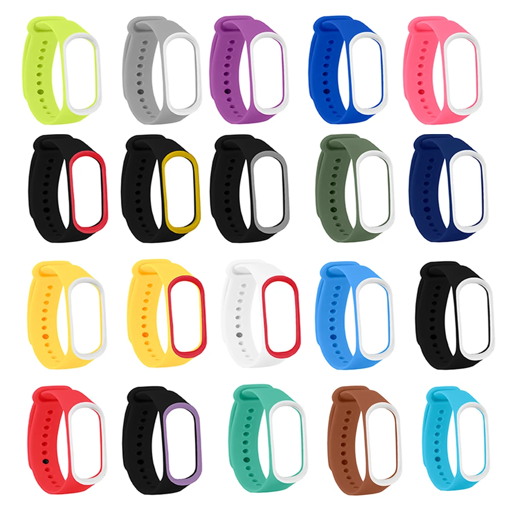 Двойной Цветной mi Band 3 4 силиконовый наручный ремешок на замену Pulseira для Xiao band