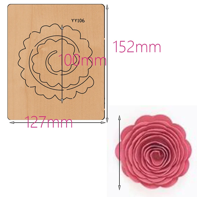 

Decorative flower cutting dies 2021 new wooden dies Suitable for common die cutting machines on the market Die Cut RosesYY106