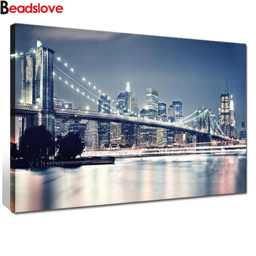 

5D diy наборы для алмазной живописи Алмазная мозаика синий Нью-Йорк Ночной пейзаж полностью квадратная дрель Алмазная вышивка крестиком