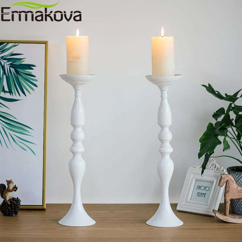 

ERMAKOVA 10 Pcs/Lot 50cm Tall Metal Vase Pillar Candle Holder Stand Centerpiece Artificial Flower Arrangement Wedding Decoration