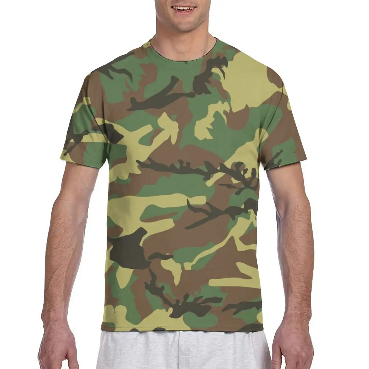 

Мужская футболка с коротким рукавом, камуфляжная футболка с круглым вырезом, лето 2020