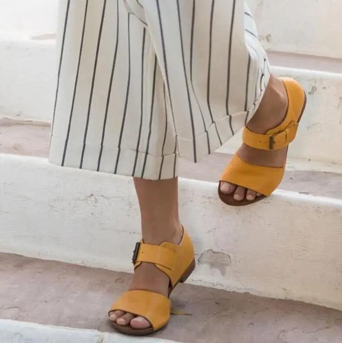 

Buckle 2021 Summer Sale Of Women's Shoes Female Sandal Large Size New Girls Comfort Beige Fashion Low Closed Big Scandals PU Fre