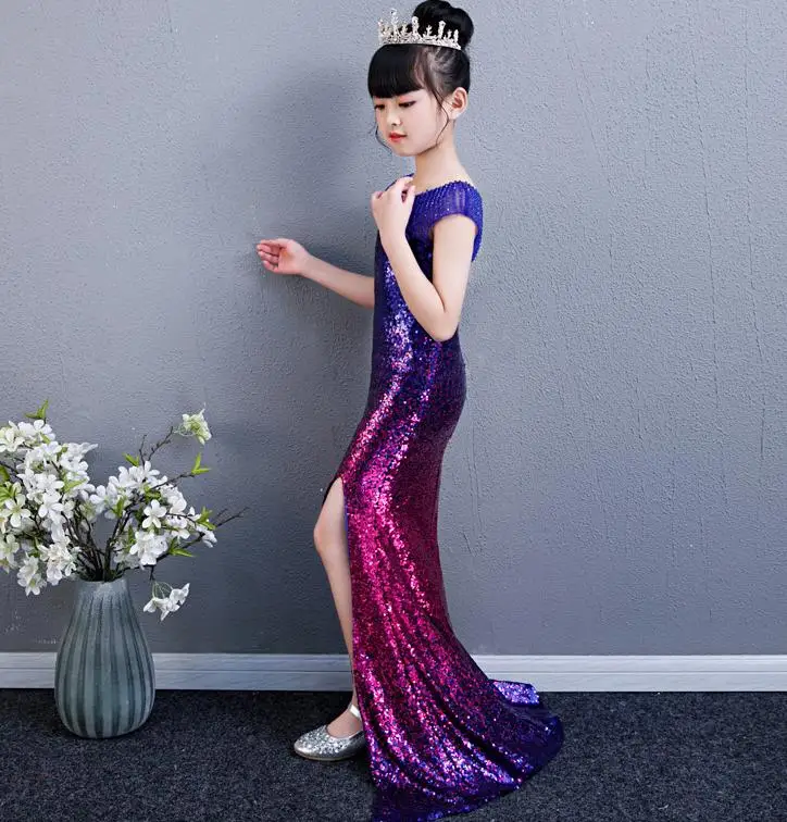 Платье-Русалка для девочек с блестками Осень-зима 2019 |