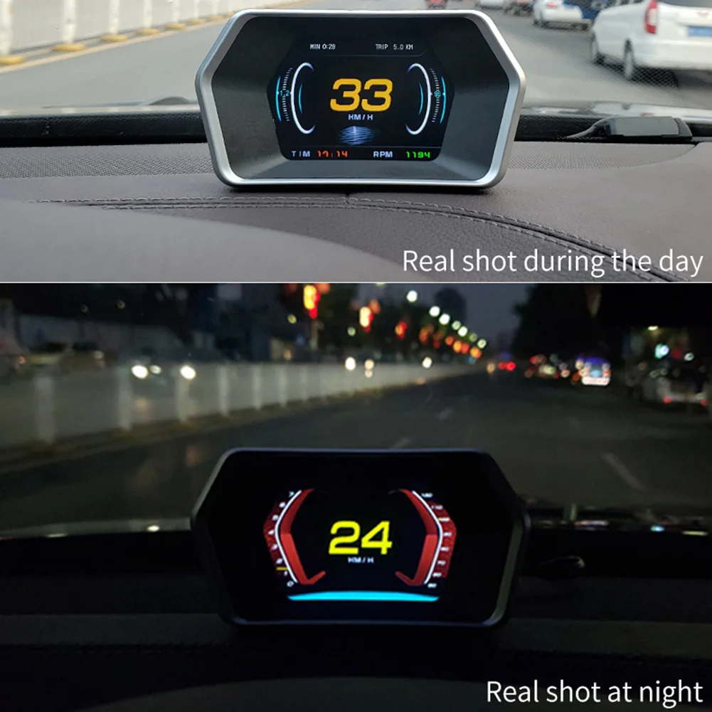 Автомобильный HUD Дисплей дисплей скорости отображение времени пробег превышение