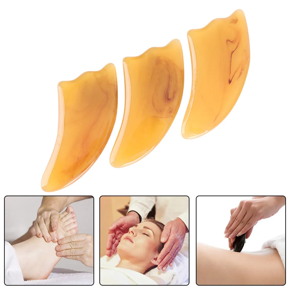 

1PCS Yellow Resin Massage Board Health Care Massage Scrape Guasha Plates Slimming Guasha Massage Slimming Tool
