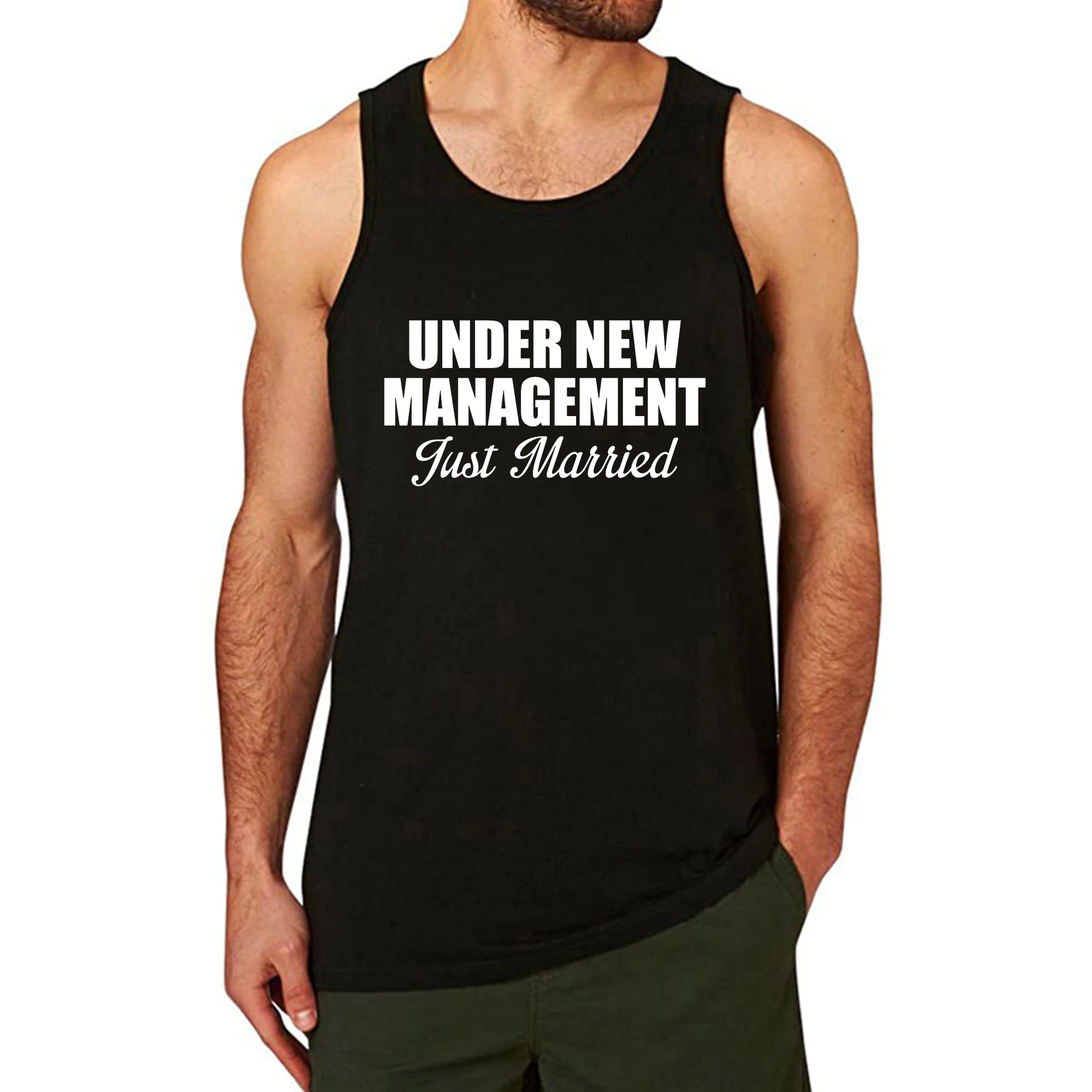 

Lyprerazy Men's JUST MARRIED Workout Gym Funny Printed Tank Top