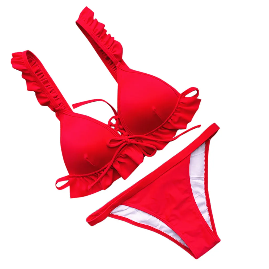 Новинка 2020 микро бикини сексуальный треугольный волан женский купальник бандаж