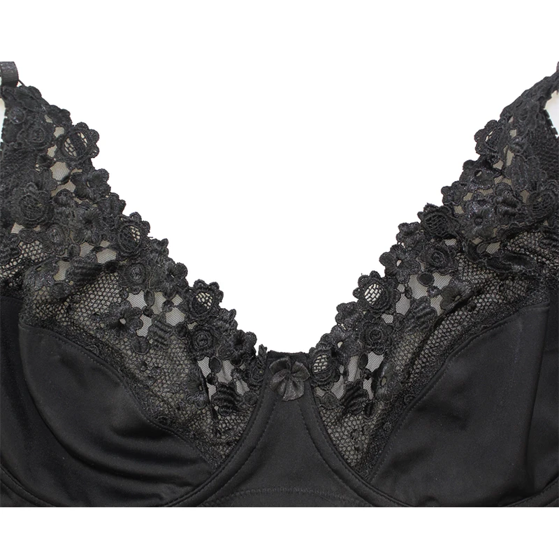 Mierside ZBW023 plus size bra Big Size Breathable Brassiere Single Sexy Floral Lace Transparent Cup Bralette 36-46 C/D/DD/DDD/E