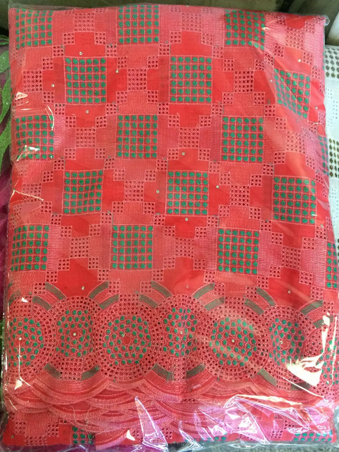

(5yards/pc) high quality elegant embroidered Swiss voile lace fabric coral red African cotton lace fabric for party dress CPH001
