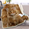BlessLiving 3D Cat Throw Blanket on Bed Sofa Animal Siamese Sherpa Blanket Pet Brown Bedspread Fur Plush Thin Quilt 150cmx200cm 1