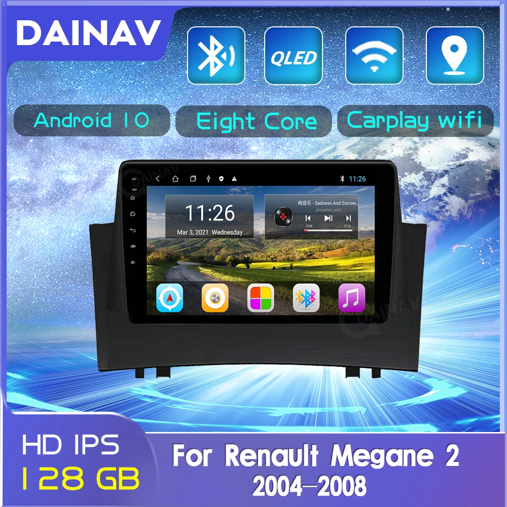 

Автомагнитола 2 Din Android 10,0 для Renault Megane 2 2002 2003 2004-2009, 128 ГБ, Авторадио, GPS-навигация, мультимедийный DVD-плеер