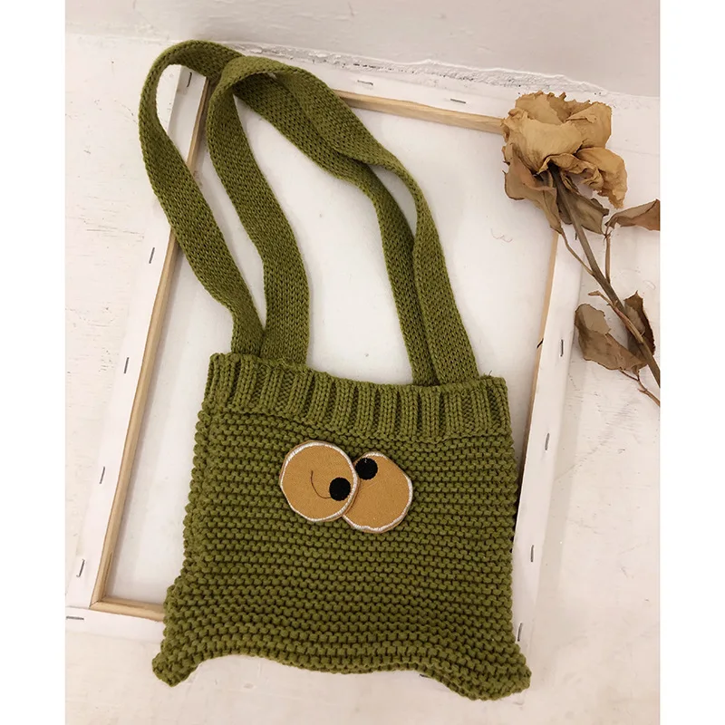 Детская вязаная сумка Корейская мультяшная сумка-мессенджер с большими глазами
