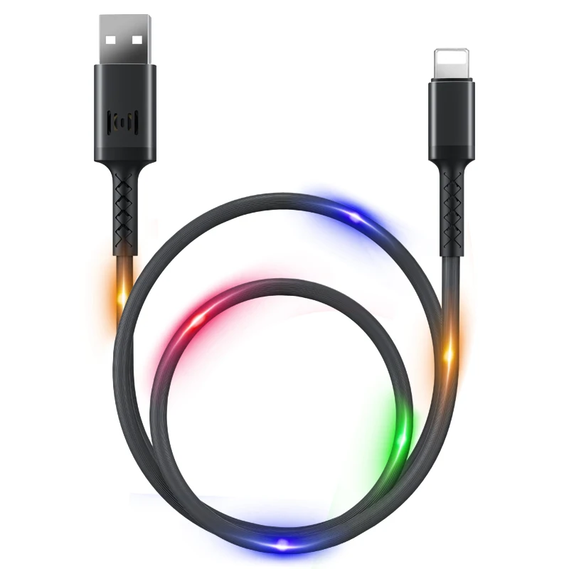 

GENAI LED USB Cable for iPhone 12 Pro Max 11 Xs Max X 8 Plus Charging Cable 2.4A Fast Charging Cord for iPhone 7 6S Data Line