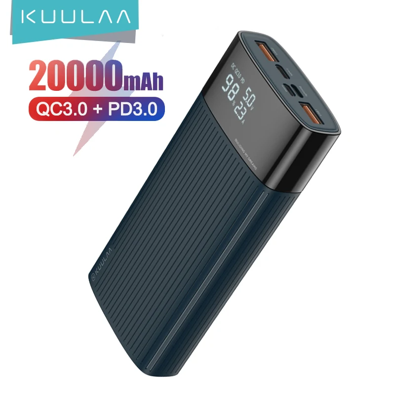 KUULAA 20000 мАч Мощность банк QC PD 3 0 повербанк для быстрой зарядки Power Bank USB Внешнее