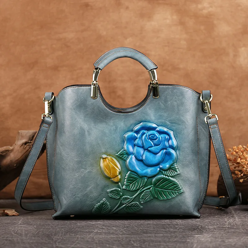 

Luxury Handbags Women Bags Designer Printing Shopping Tote Bag Ladies PU Leather Vintage Floral Casual Messenger Shoulder Bags