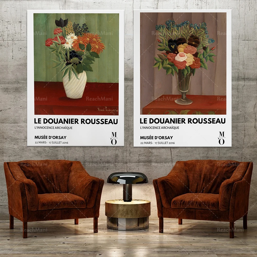 

Henry Rousseau flower poster, modern Henry plant exhibition print, Rousseau flower poster, bouquet art print