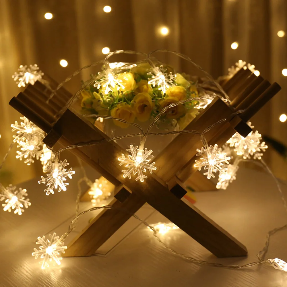 

LED Garland Holiday Snowflakes String Fairy Lights Battery Powered Christmas Ornaments Christmas Decorations For Home New Year