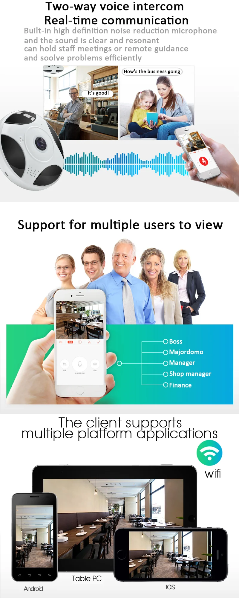 WakeView 360 панорамная камера полный вид двухстороннее аудио wifi IR 1.3MP/2MP/3MP рыбий глаз беспроводной смарт IP приложение ICSEE 1080P HD ночь