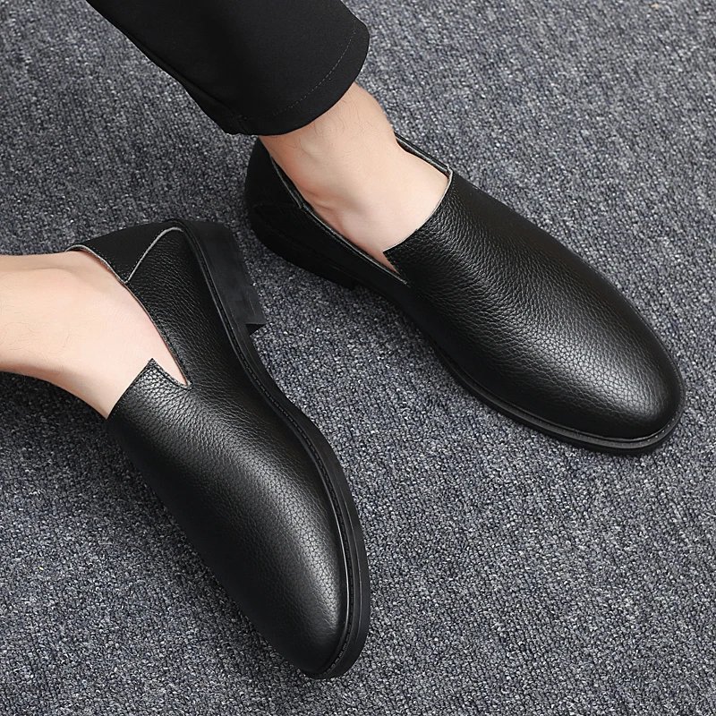 Мужские лоферы из натуральной кожи повседневные Мокасины без застежки на