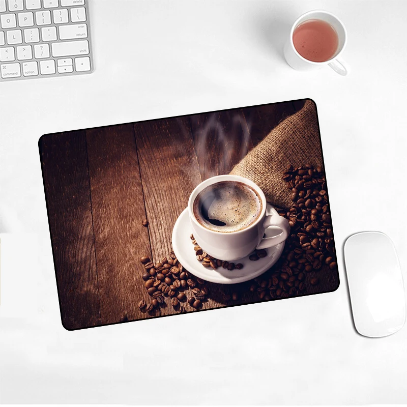 

Coffee Picture Small Size New Mouse Pad Gamer Natural Rubber Lovely Kawaii Art Carpet Office Decoration Mouse Mat Skipoem